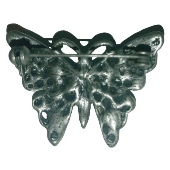 Vintage FauxTurquoise Blue Beautiful Butterfly pin brooch 1 1/2" - Picture 3 of 3